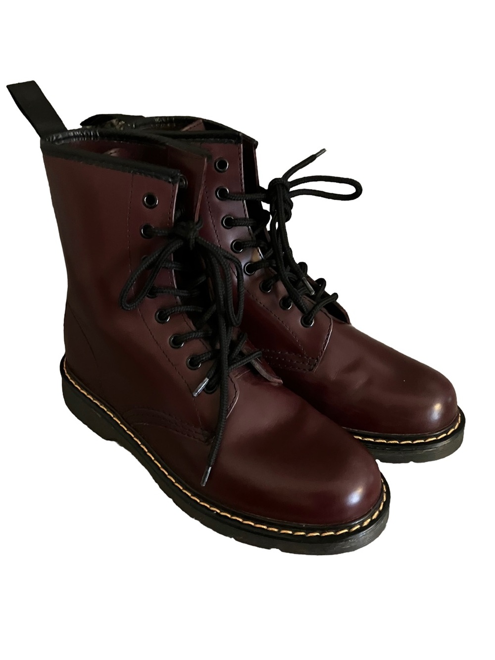 WORN ONCE! LIKE BRAND NEW! “ONE MOVE “OXBLOOD LEATHER COMBAT BOOTS SIZE 8US 39EU